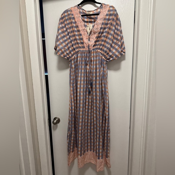 World Market Dresses & Skirts - NWT World Market Blue and Orange Checkered Dress Size L/XL